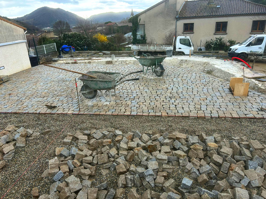 Pose des pavés